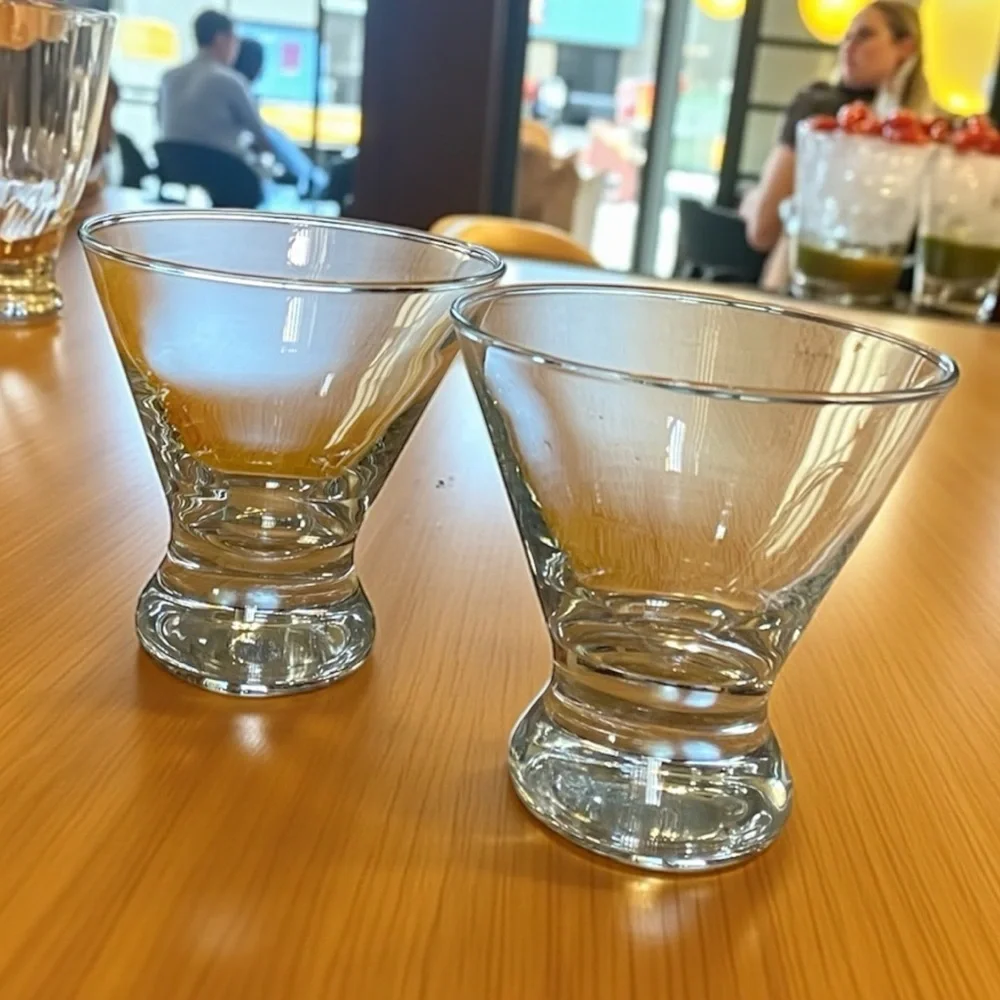 Set of 2, heavy bottom martini / cocktail glasses